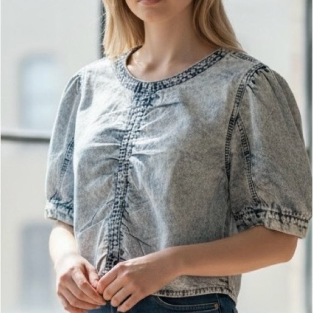 Savanna Jane Blue Denim Feminine Top